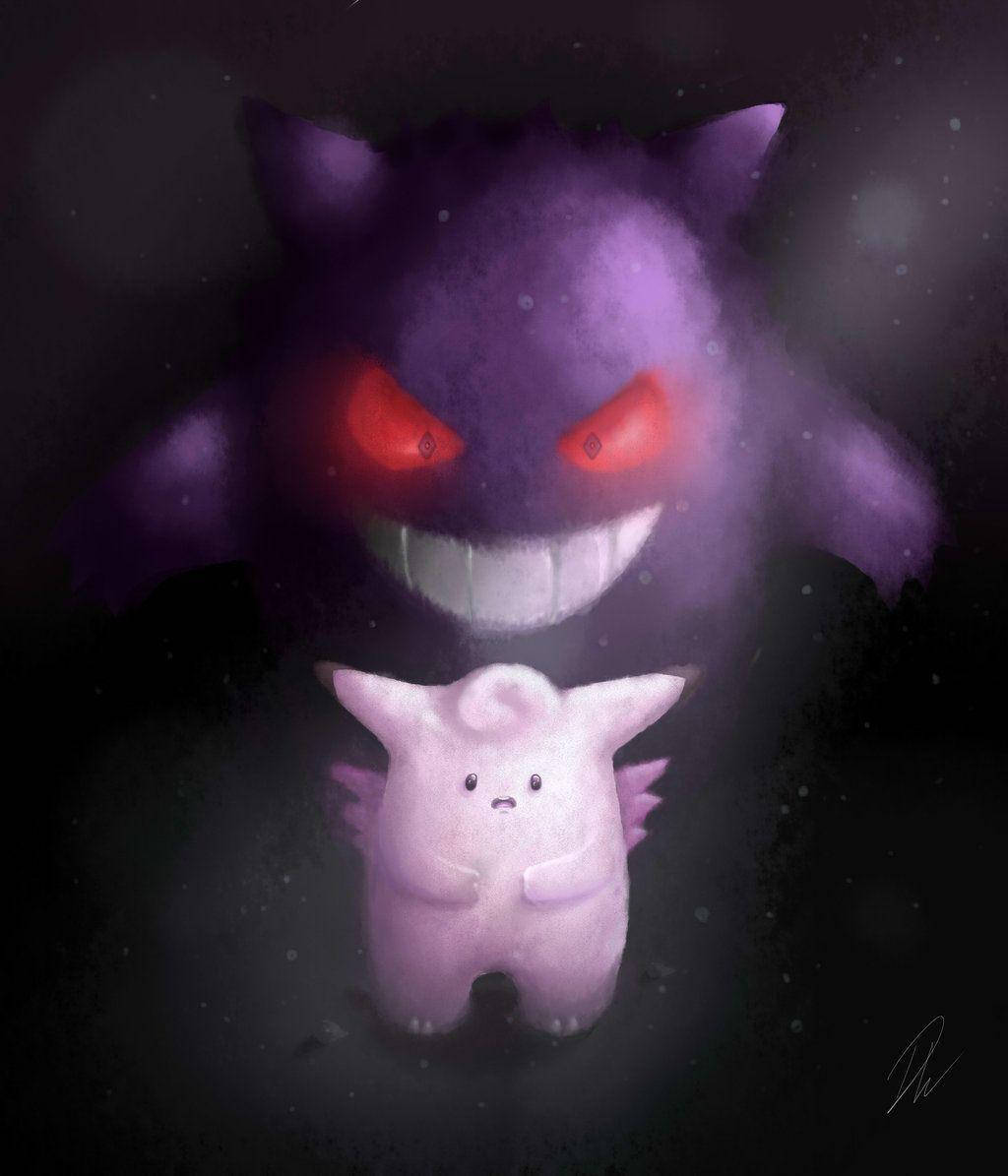 Scary Clefairy And Gengar Art