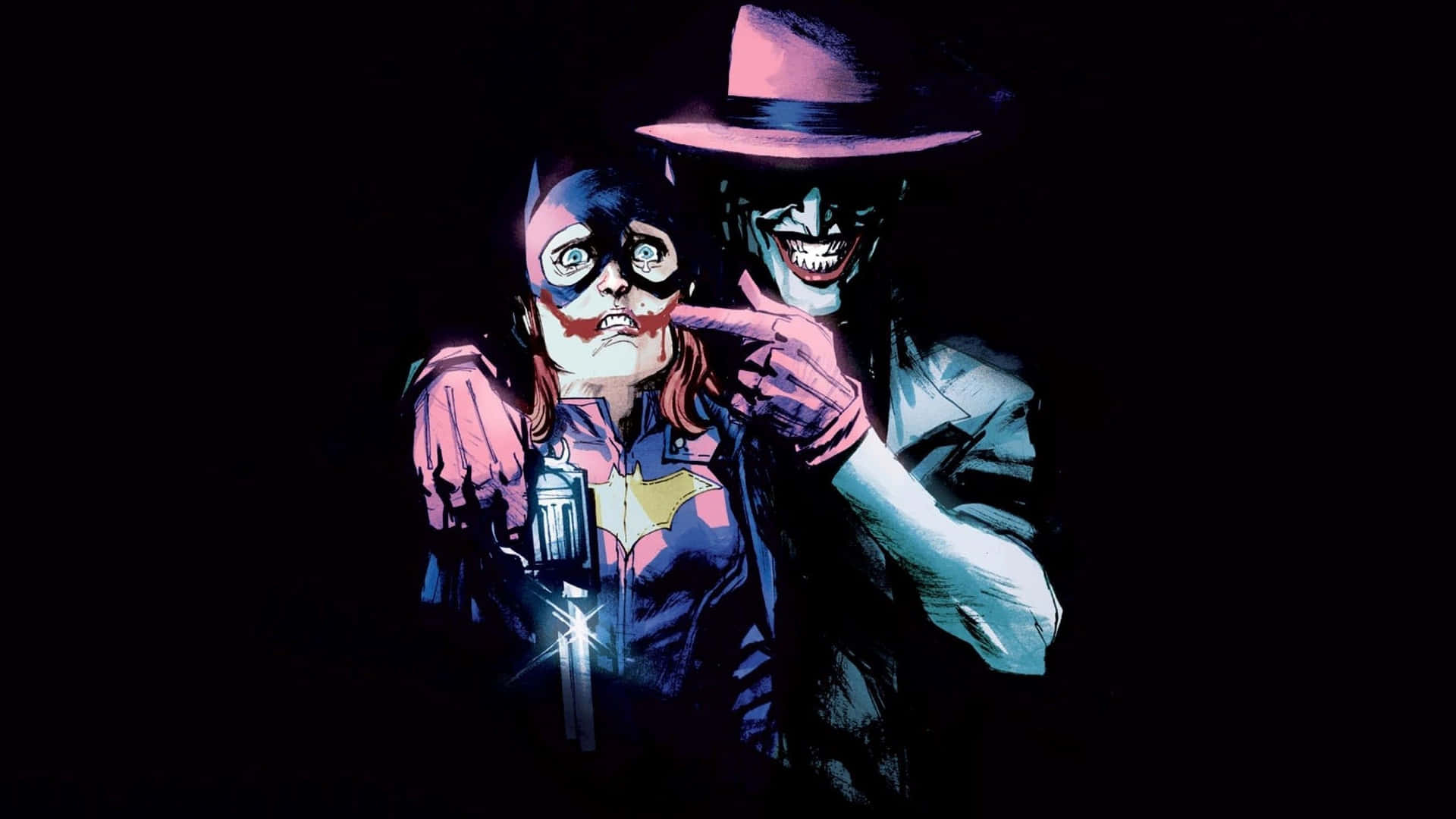 Scary Dangerous Joker With Batwoman Background