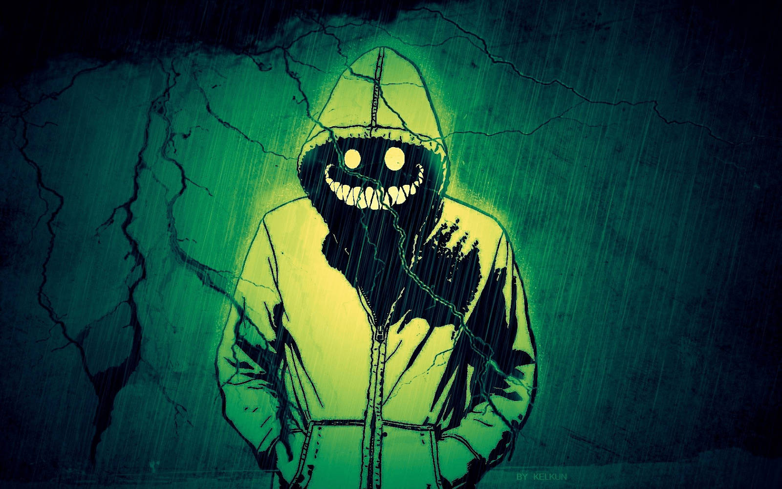 Scary Face Green Hoodie