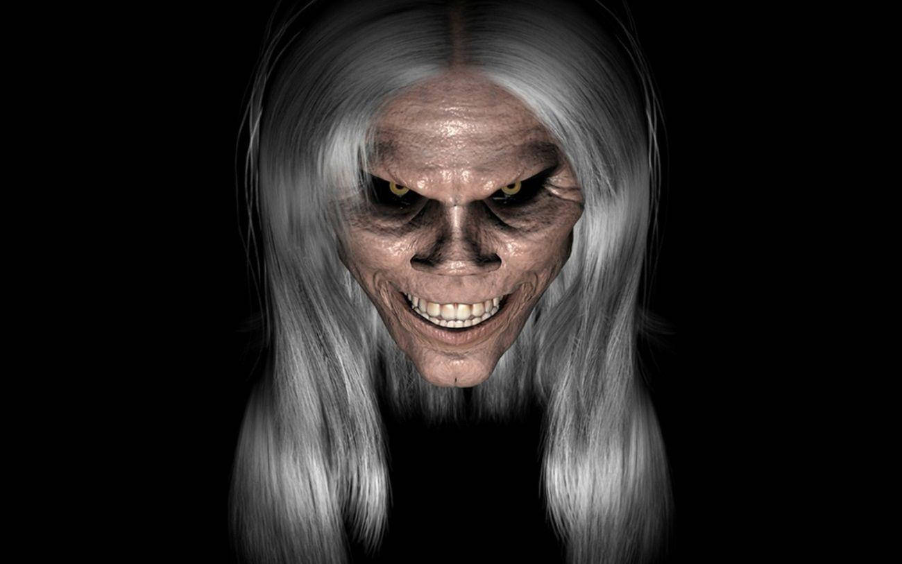 Scary Face Long Hair Angry Man