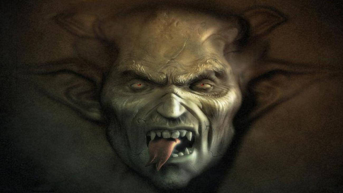 Scary Face Tongue Out Goblin Background