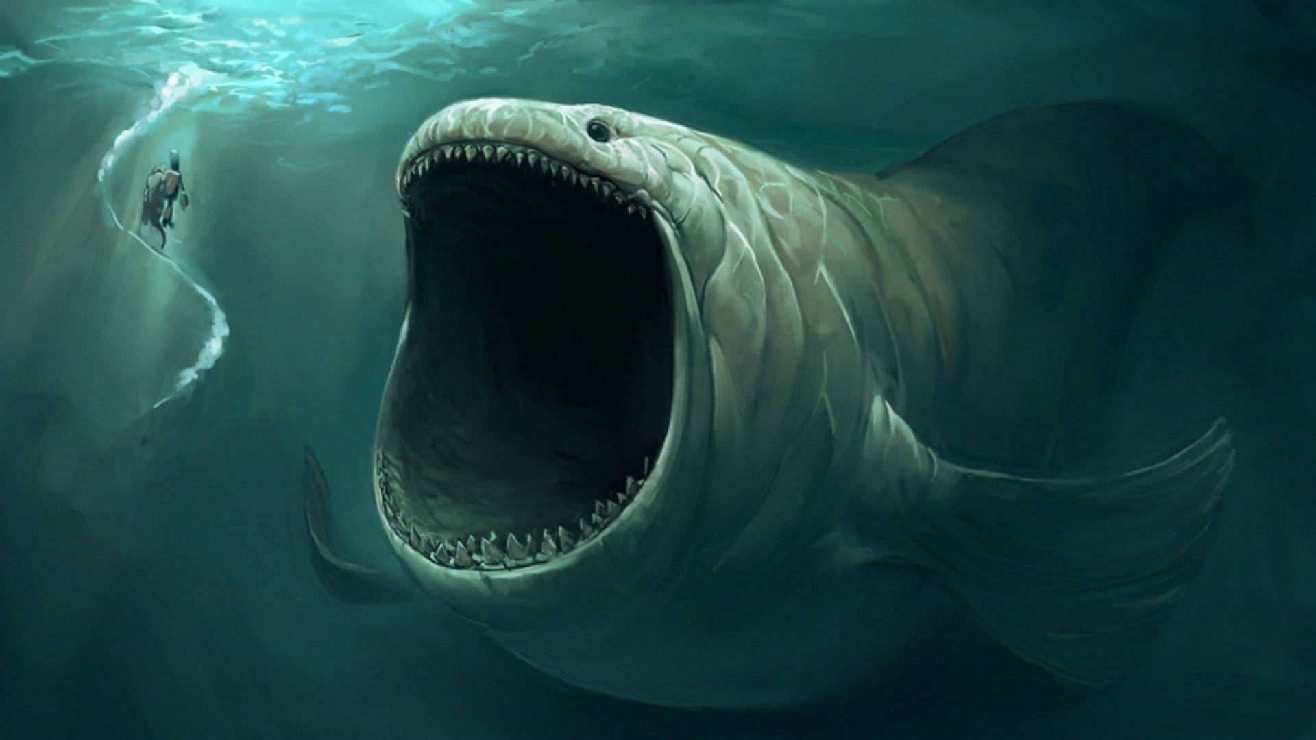 Scary Giant Underwater Creature Background