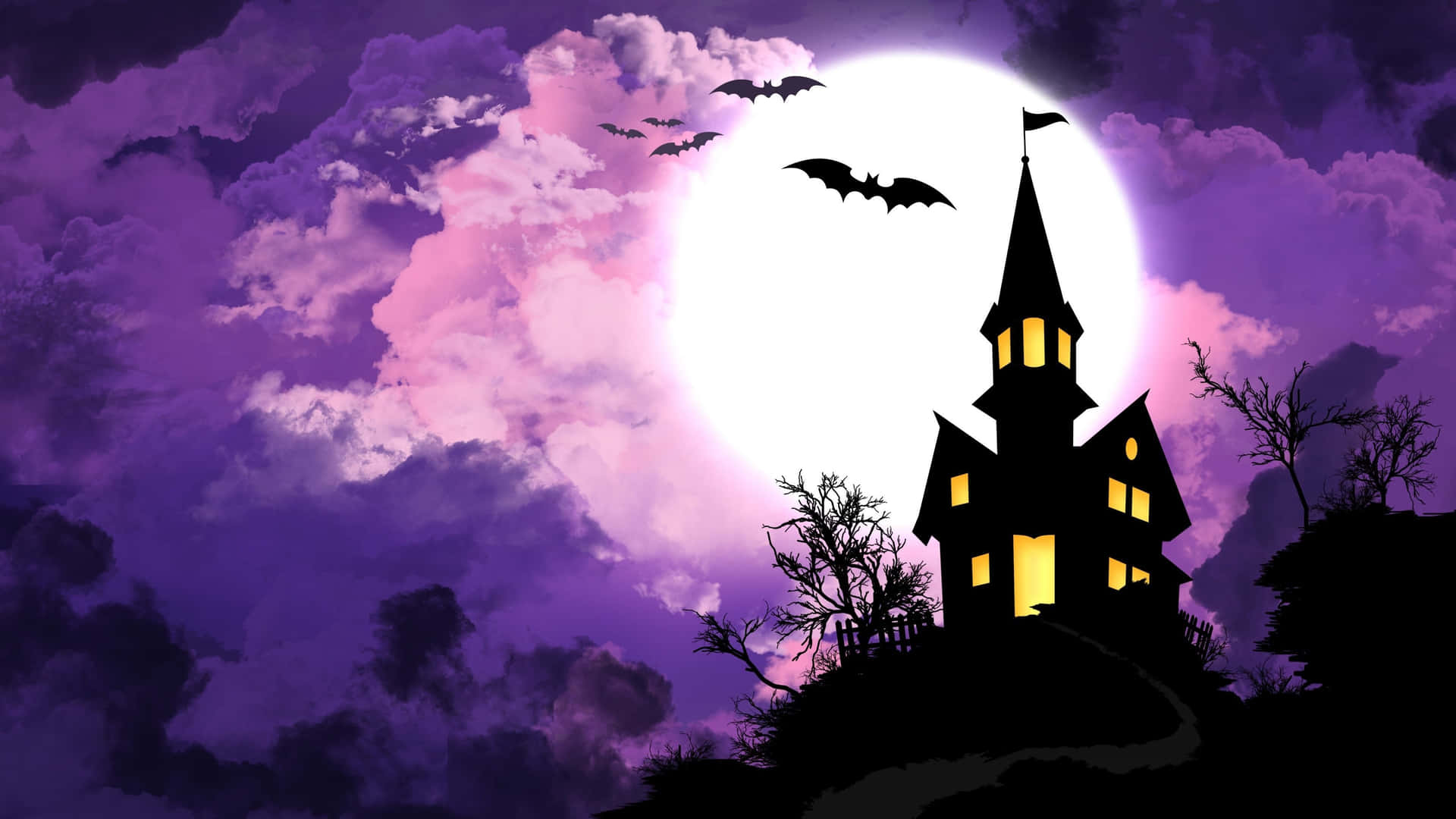 Scary Halloween Desktop Purple Bat Background