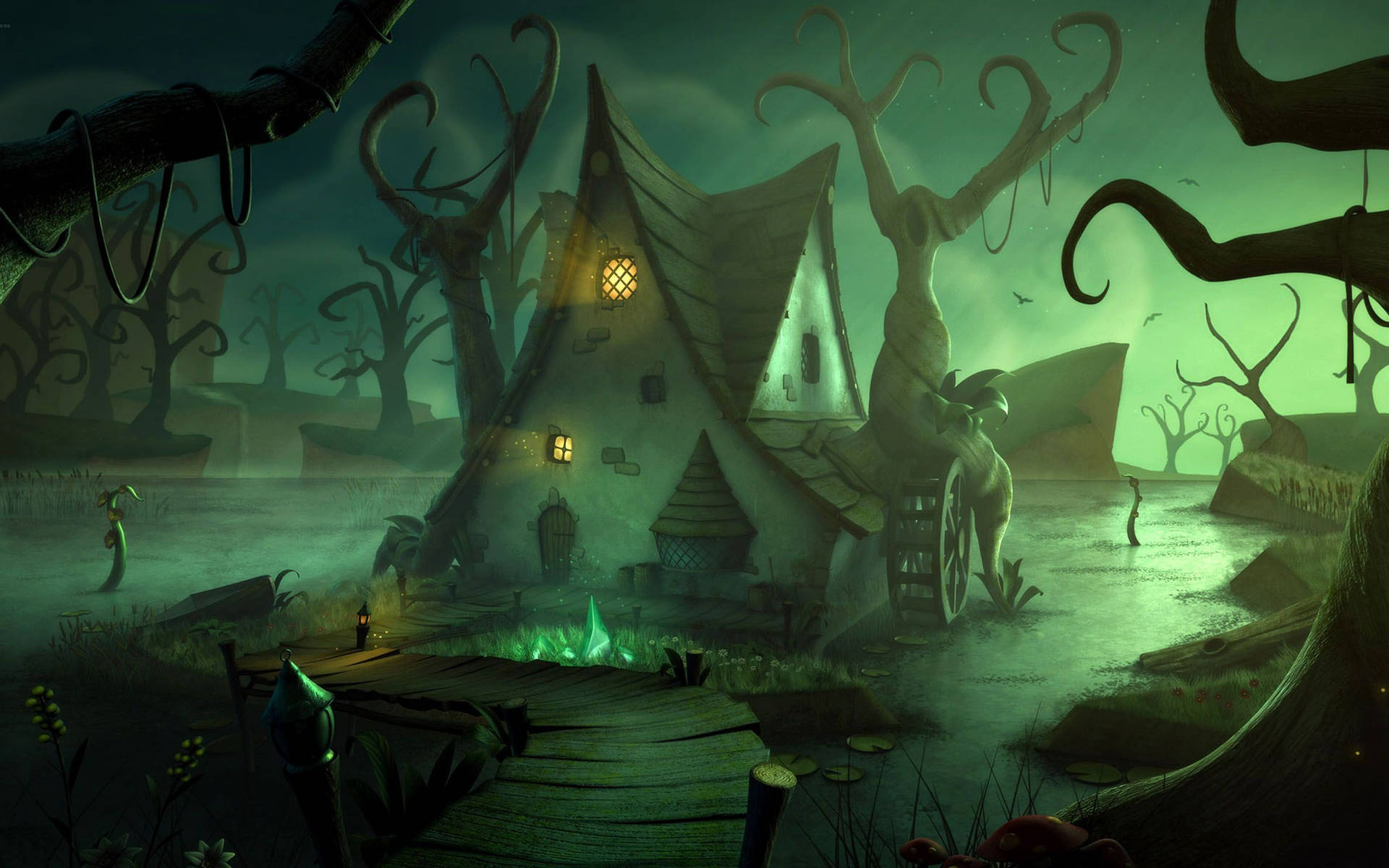 Scary Halloween Haunted House Background