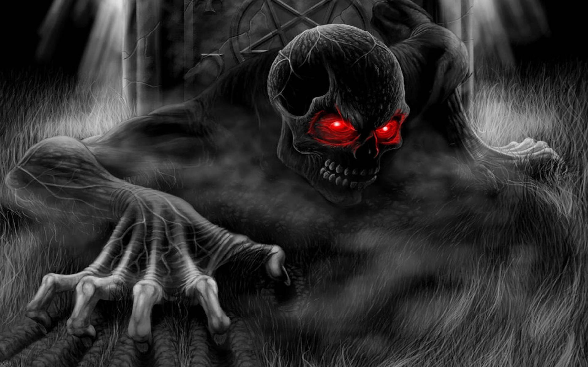 Scary Halloween Skeleton Crawling Background