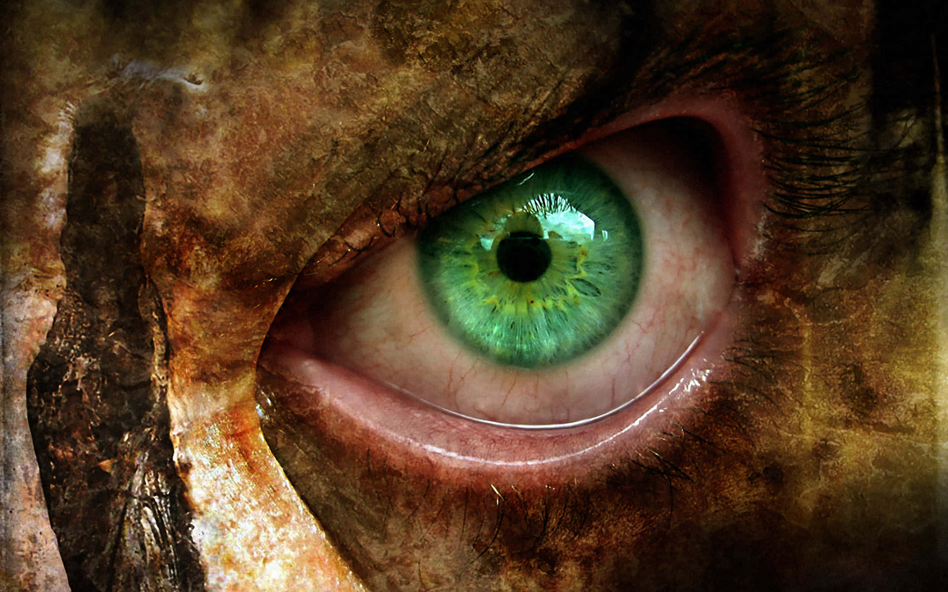 Scary Human Light Green Eyes Background