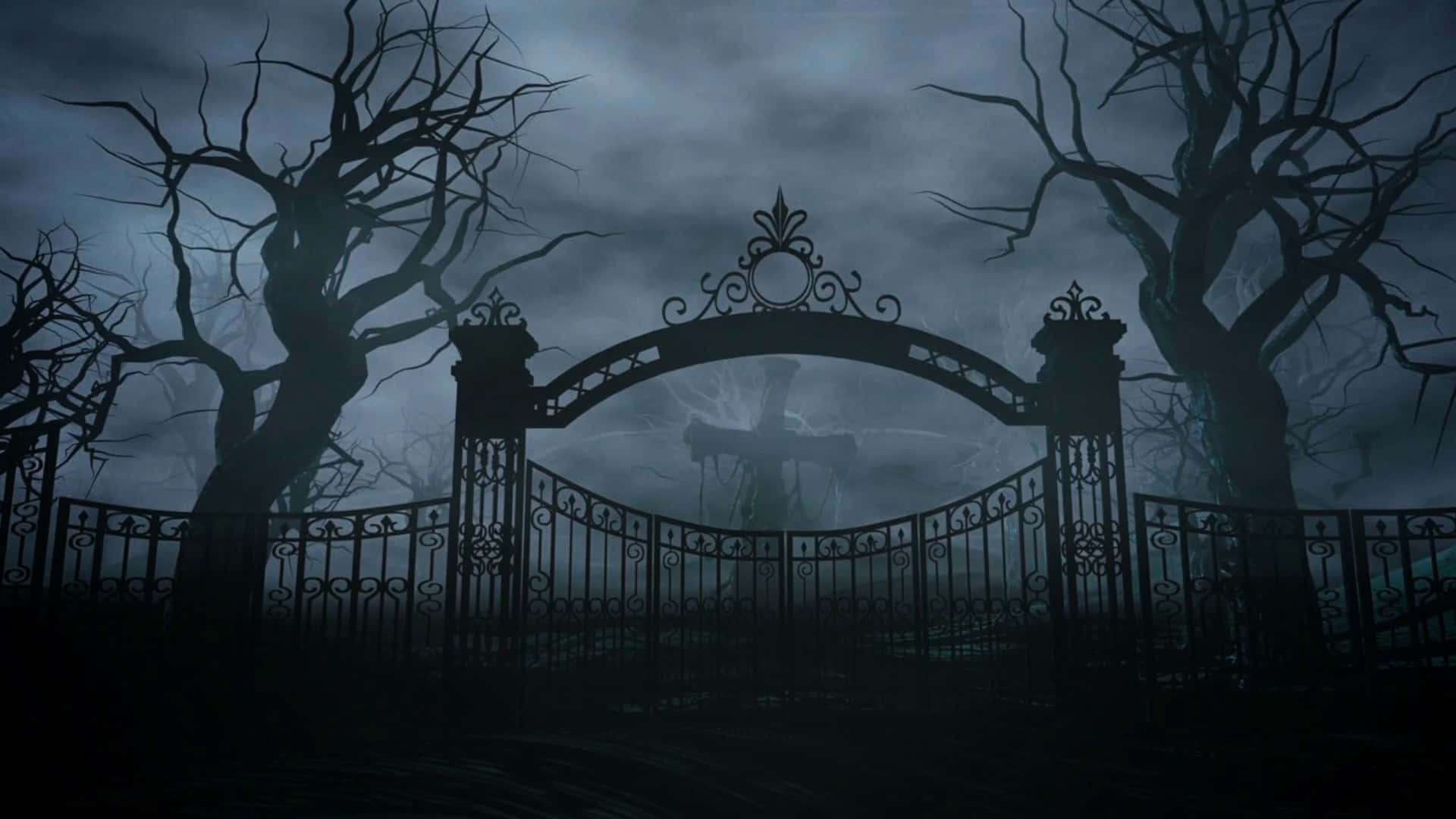Scary Night In The Graveyard Just In Time For Halloween Background