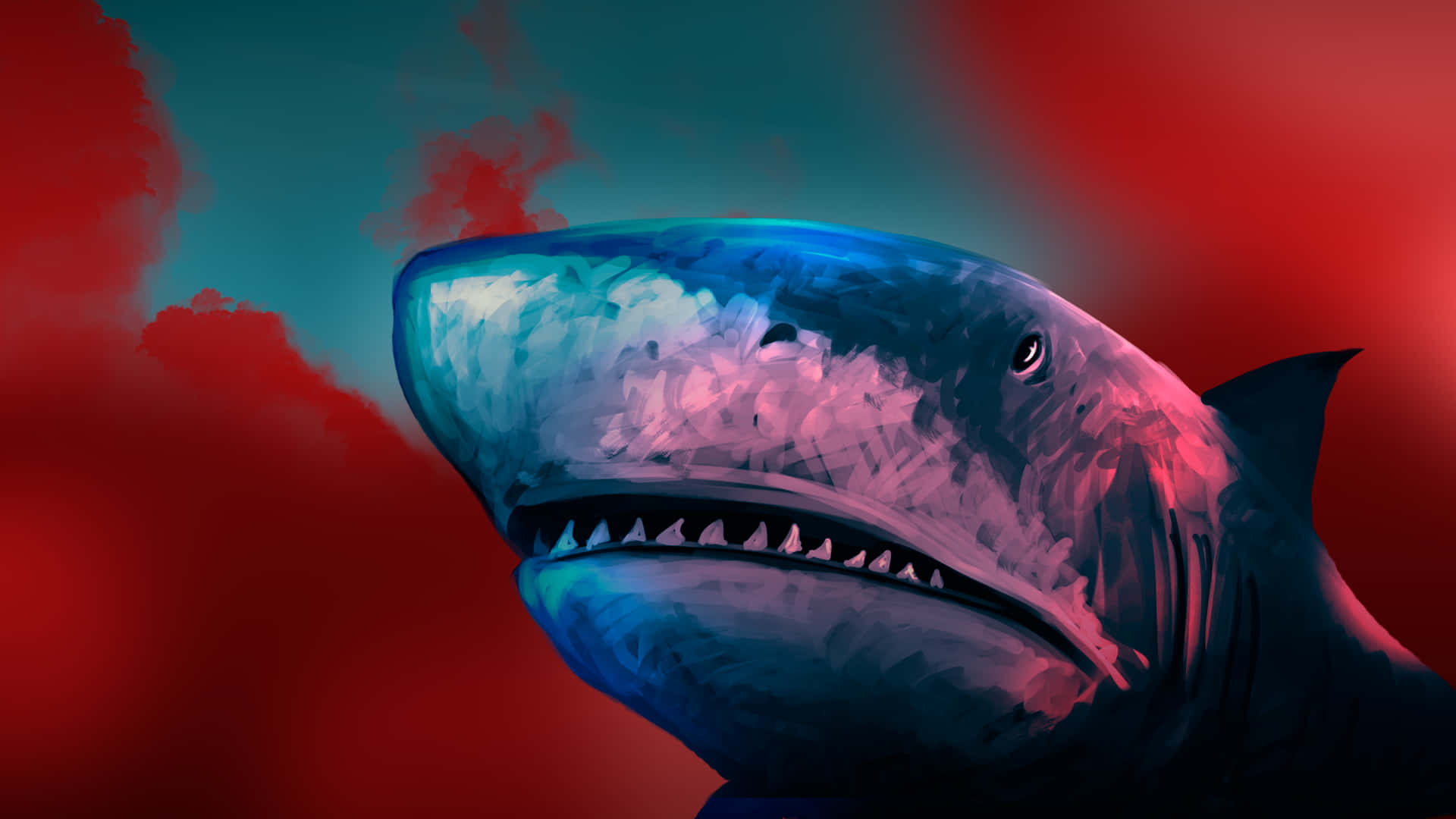 Scary Shark Red Aesthetic Background