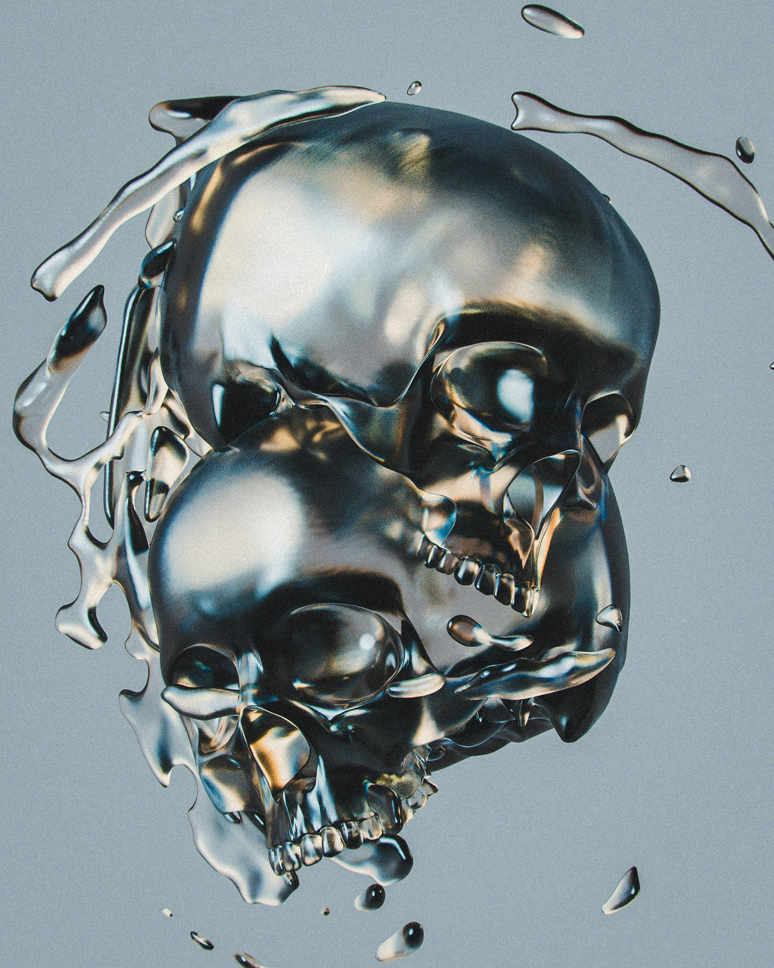 Scary Skulls Silver Artwork Background