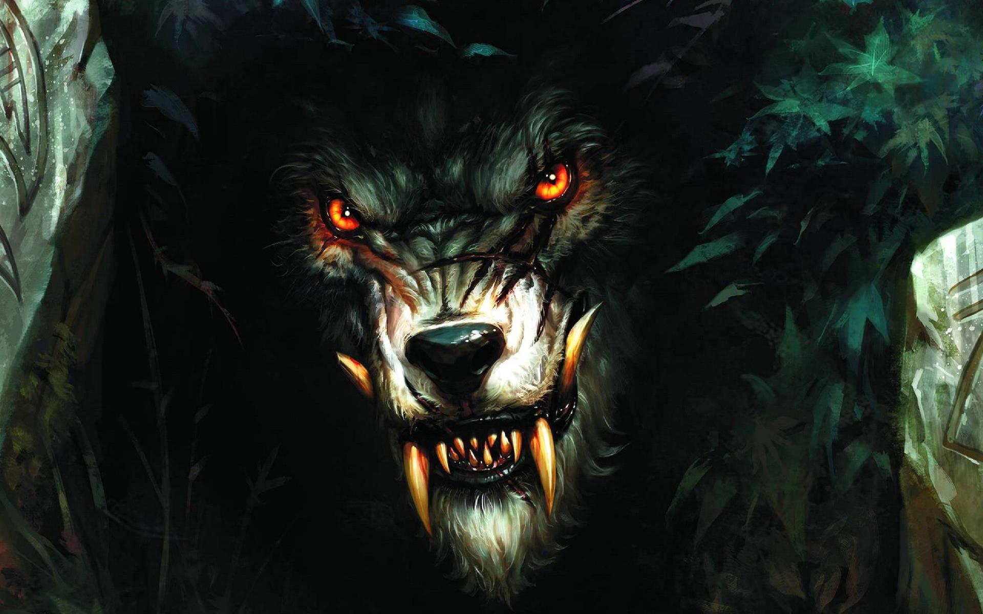 Scary Werewolf Face Scars Background