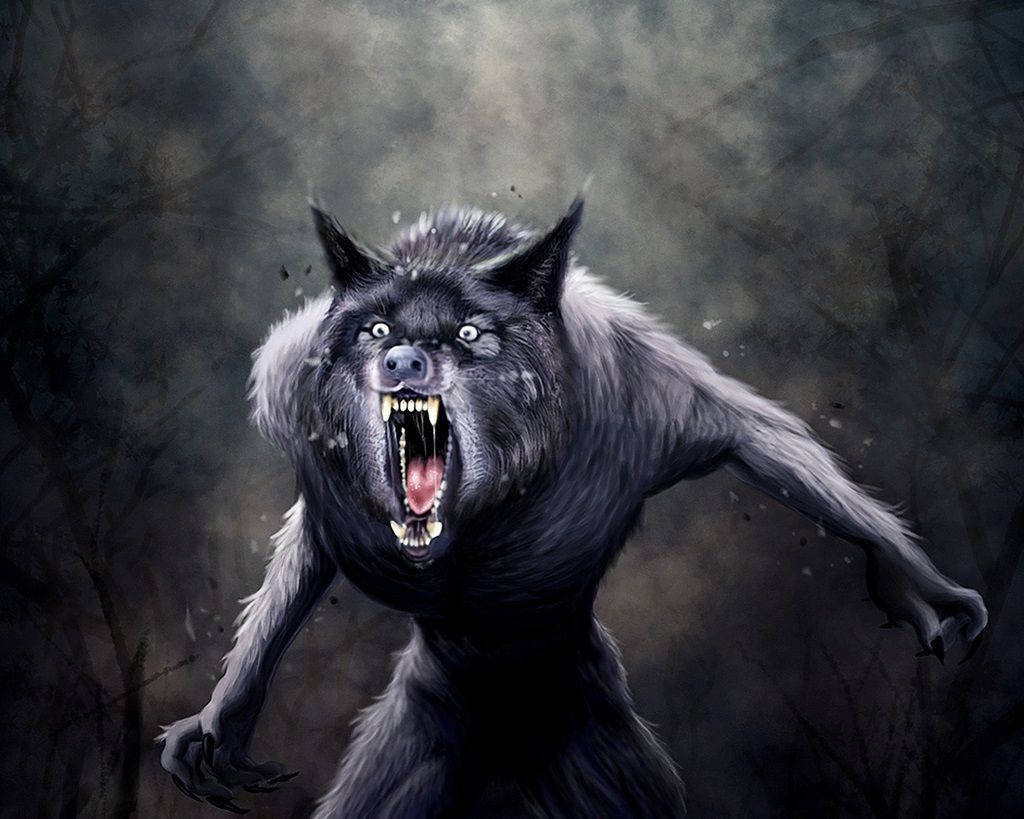 Scary Werewolf In Forest Background
