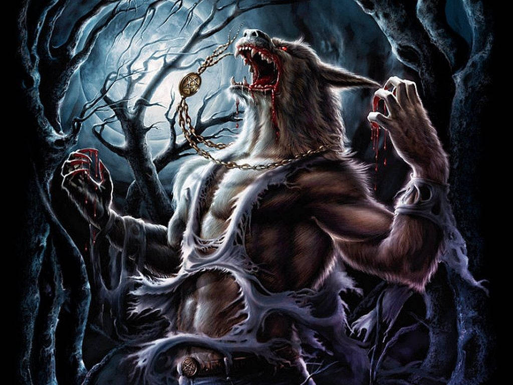 Scary Werewolf Unleashed Background
