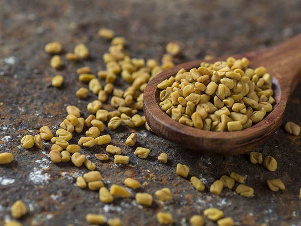 Scattered Fenugreek Seeds Background