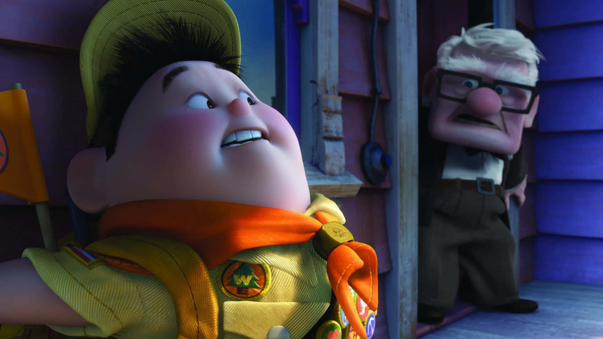 Scene Carl Shocked To See Russel In Up Movie Background