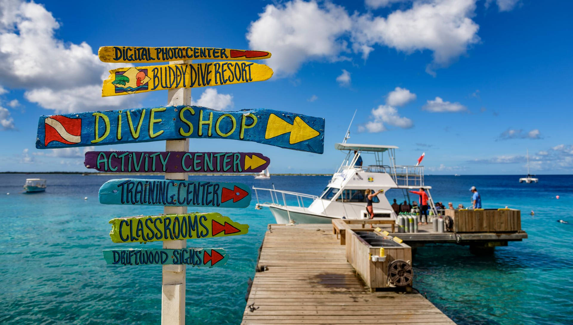 Scenic Bonaire Dive Shop Overlooking The Blue Sea