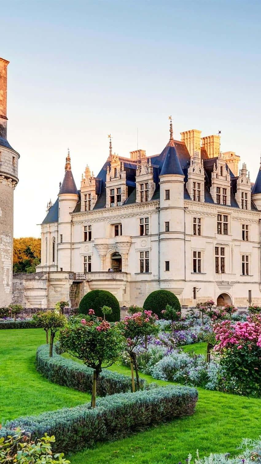 Scenic Chenonceau Garden Rendering Tranquility Background