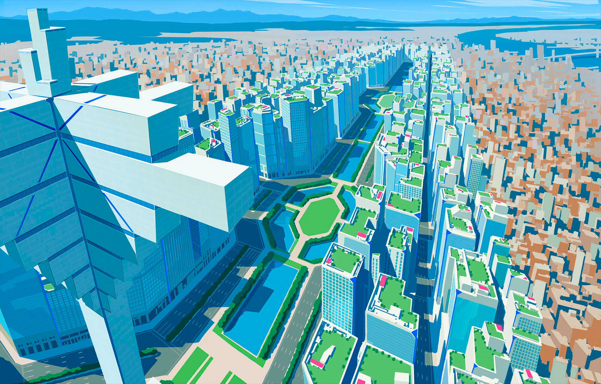 Scenic Cityscape Promare Background