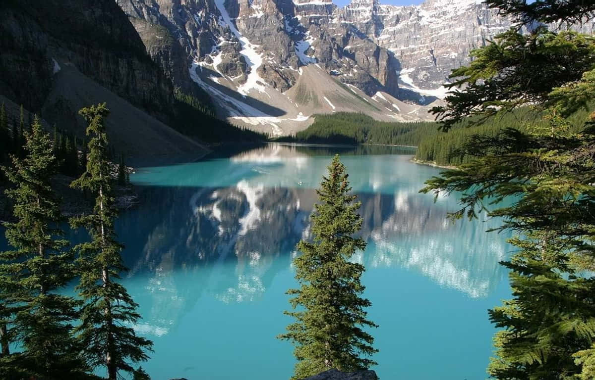 Scenic Desktop Moraine Lake In Canada Background
