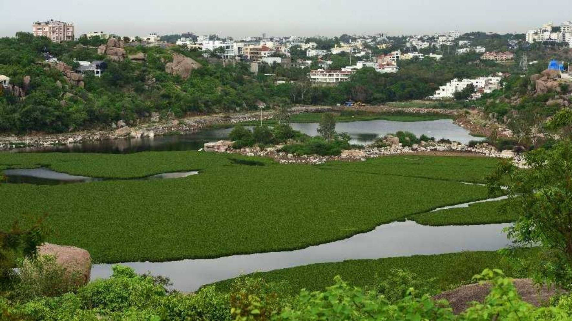 Scenic Dusk At Durgam Cheruvu Lake, Hyderabad Background