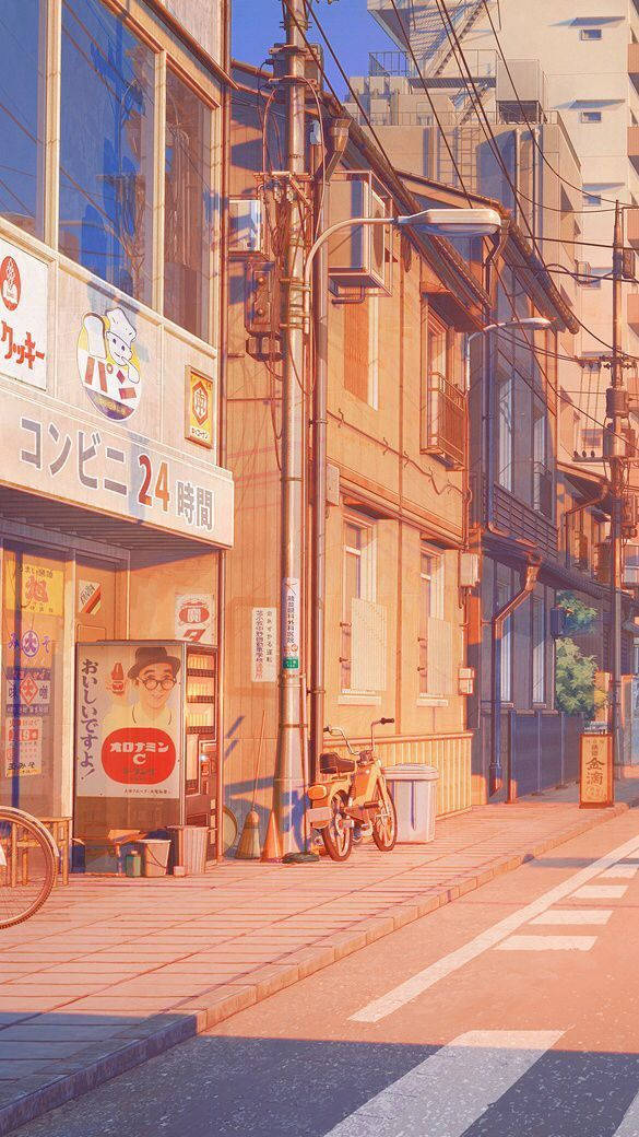 Scenic Japanese Anime Street Background