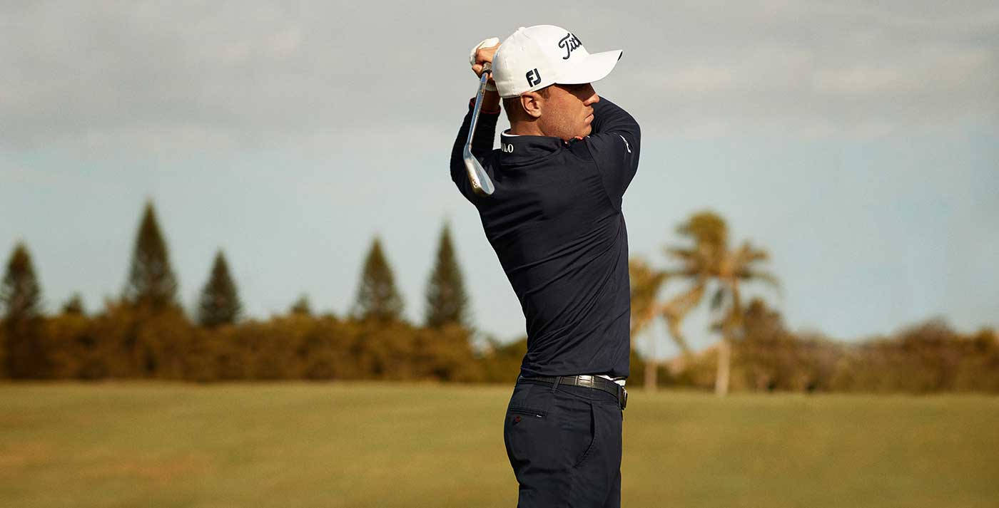 Scenic Justin Thomas Golf Swing Background