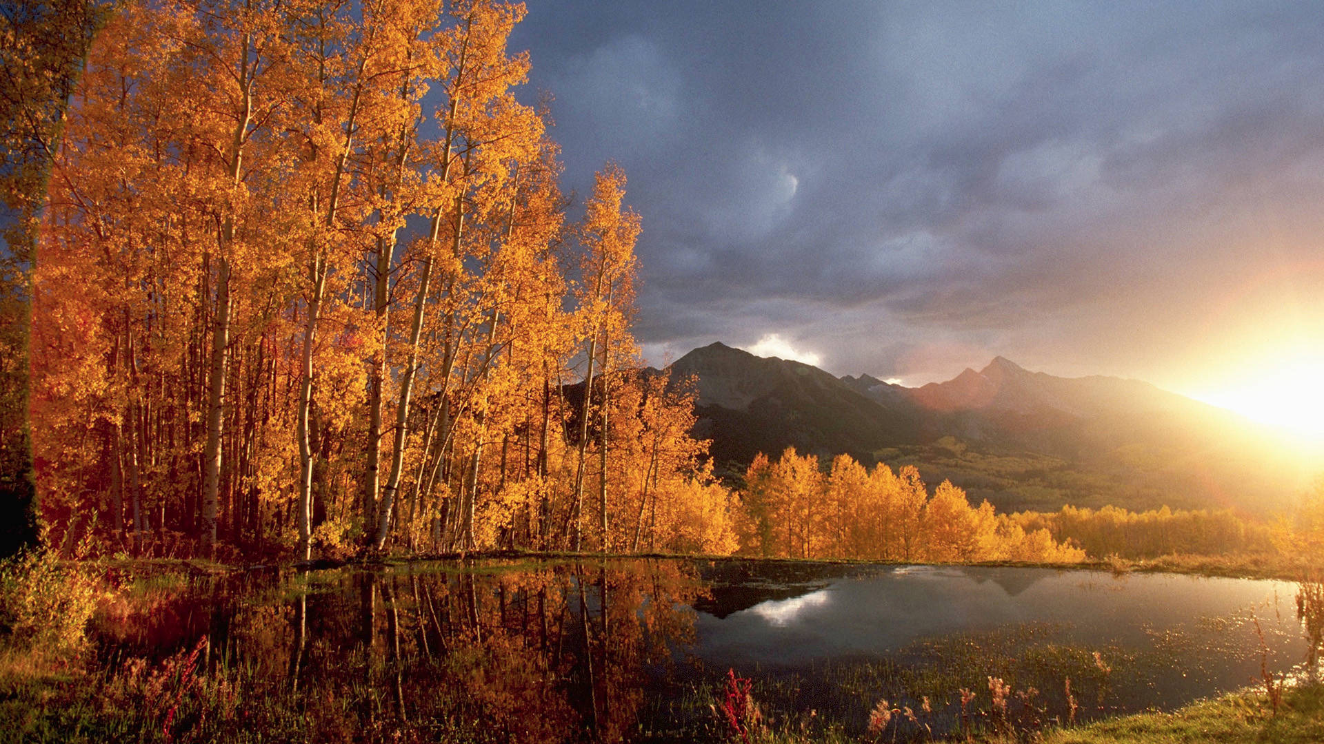 Scenic Lake And Mountain Best Autumn Background