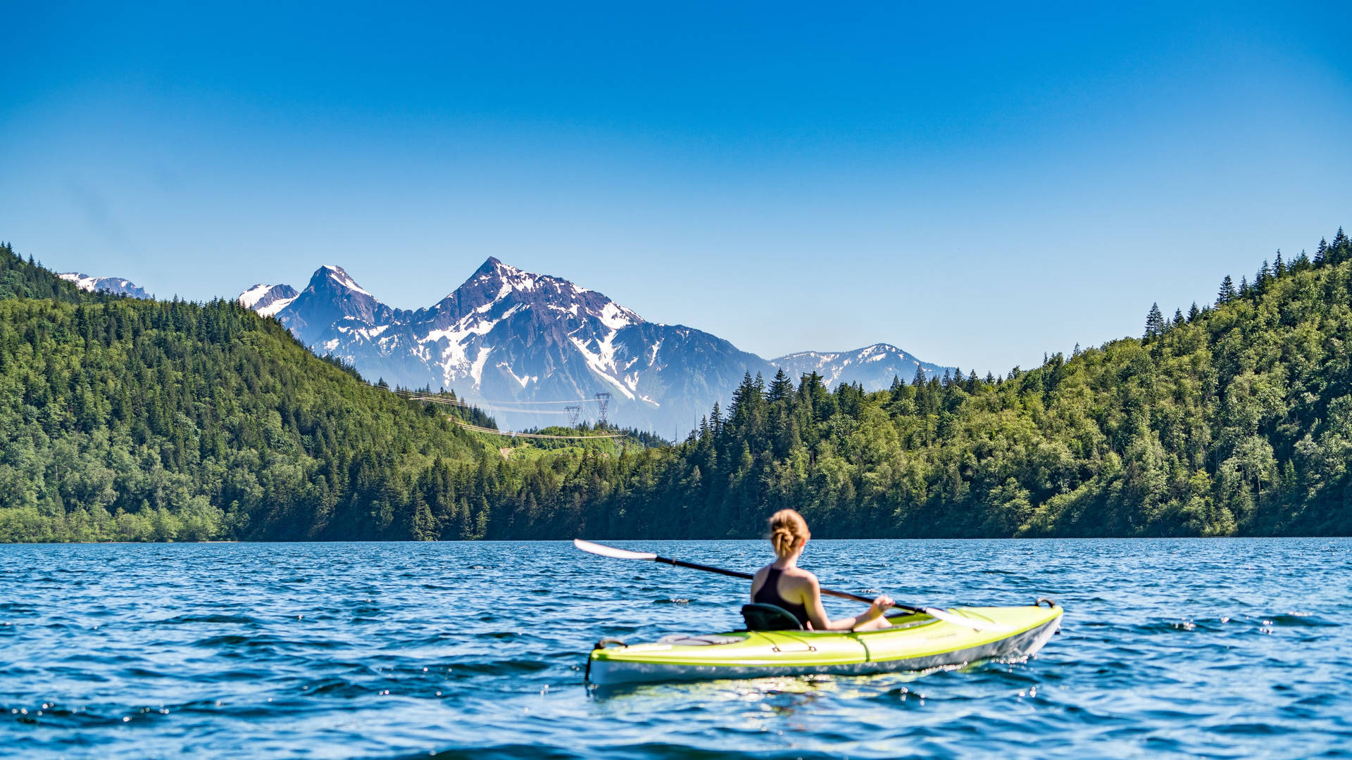 Scenic Lake Kayaking Background