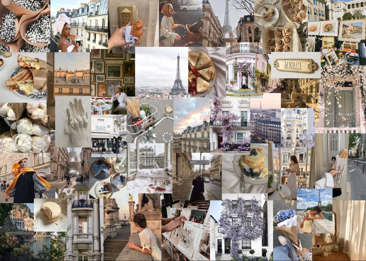Scenic Paris Aesthetic Collage Laptop Background