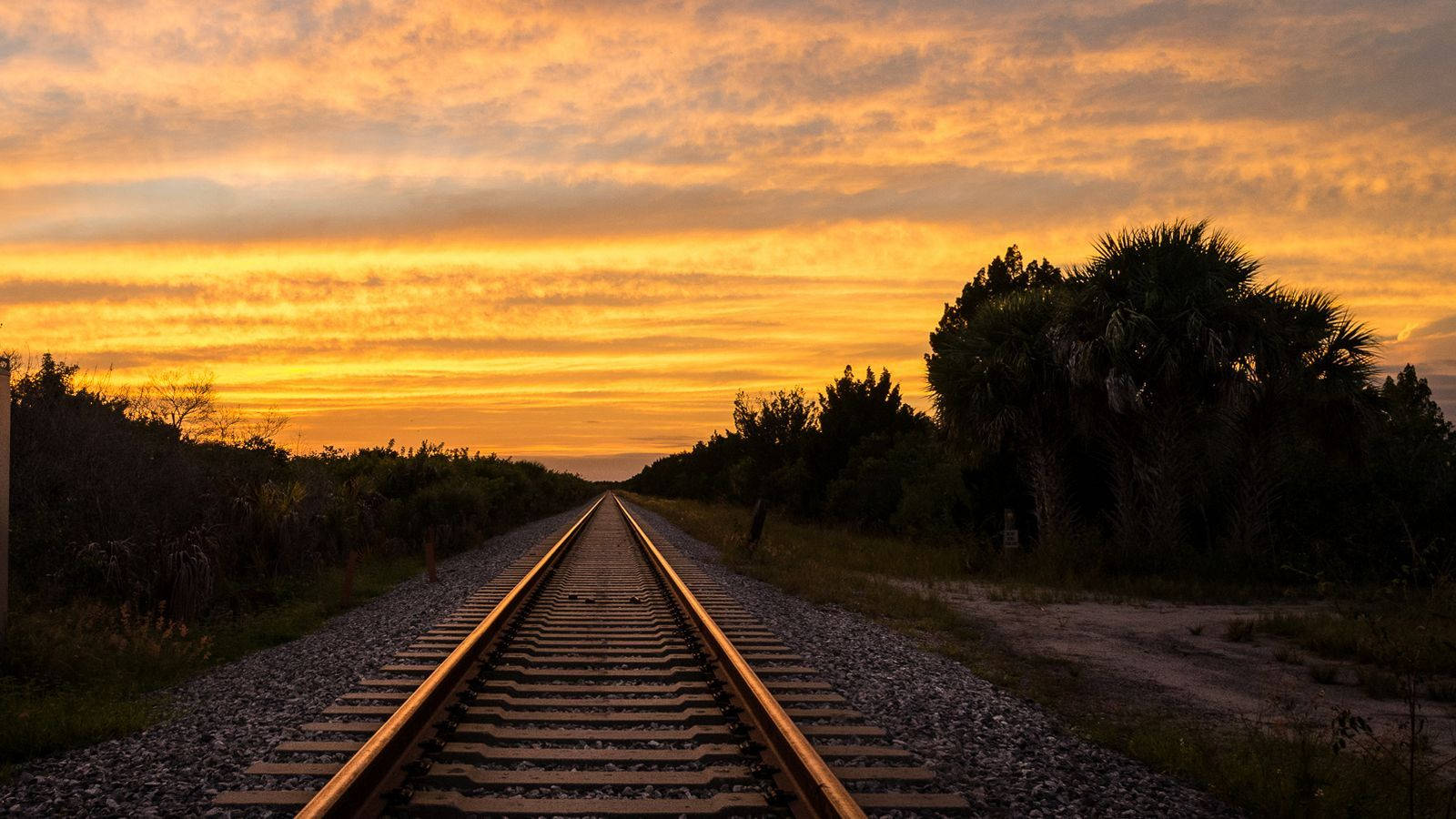 Scenic Sunset Railway Background