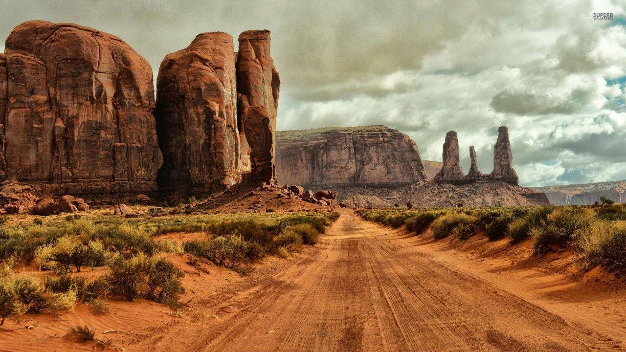 Scenic View At Monument Valley Background