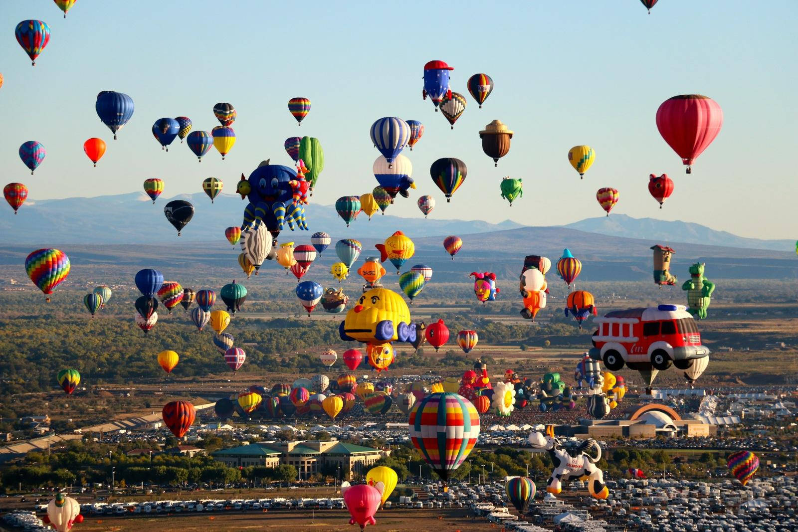 Scenic View Of Air Balloons Over Albuquerque