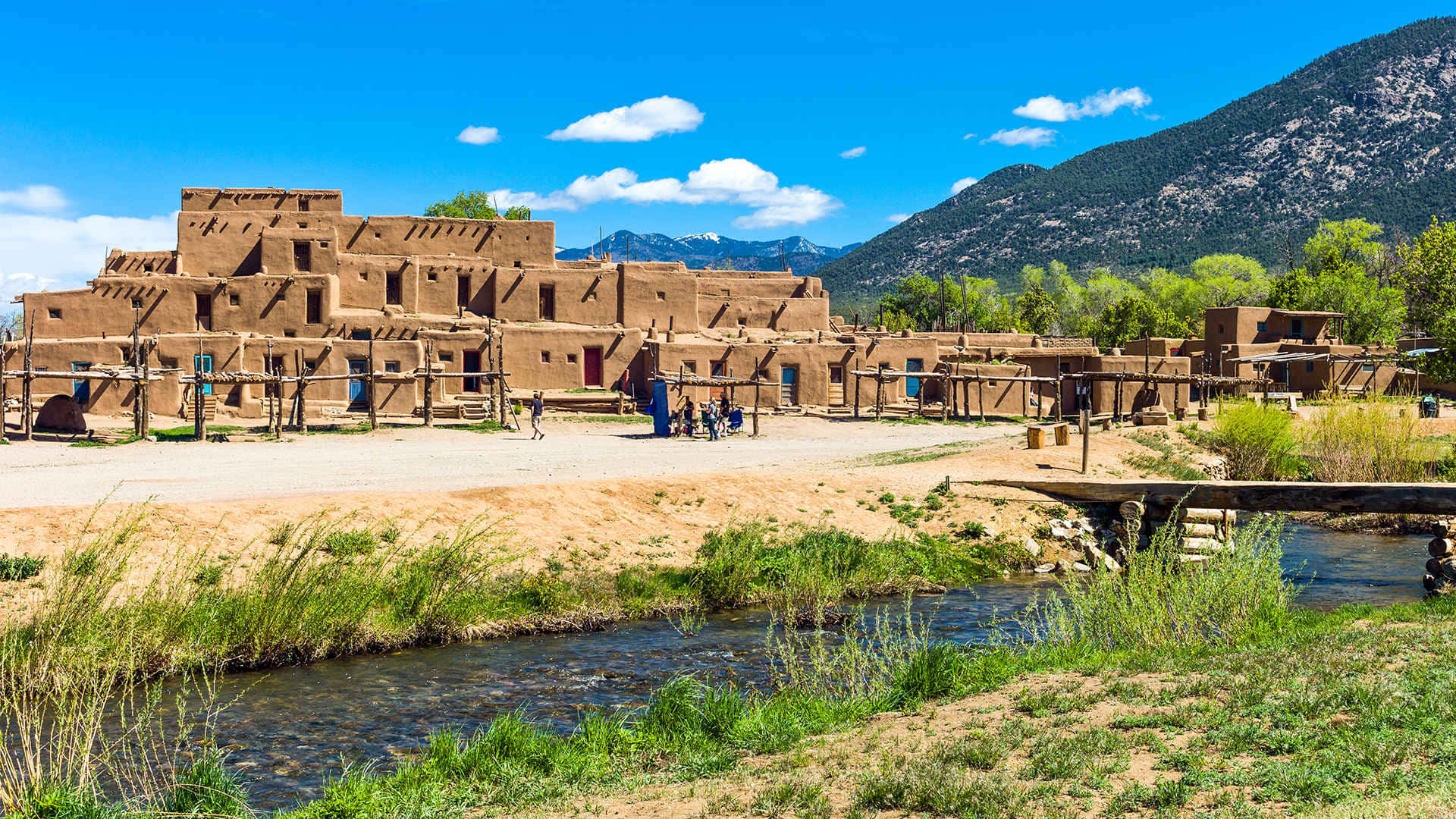 Scenic View Of Rio Pueblo Flowing Through The Ancient Taos Pueblo.