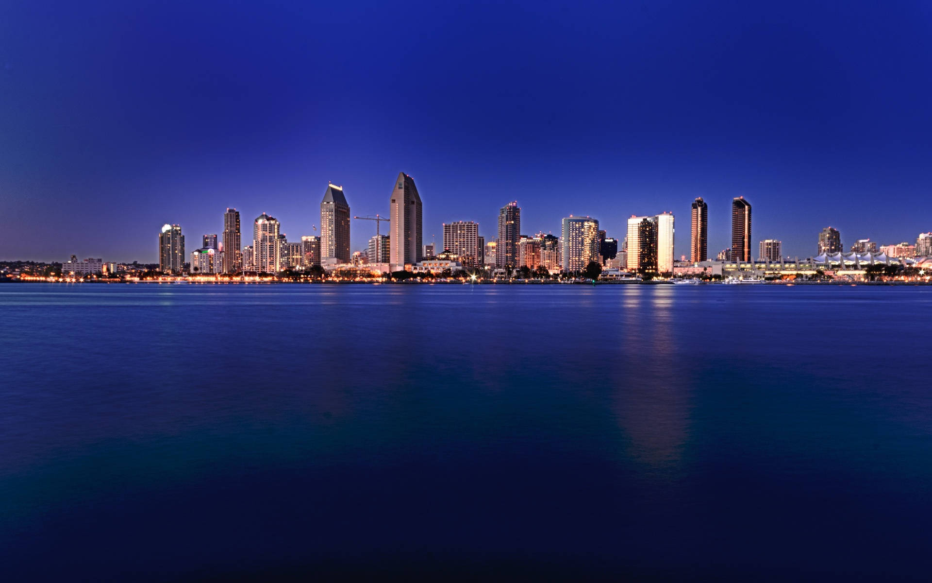 Scenic View Of San Diego Skyline With Blue Sea