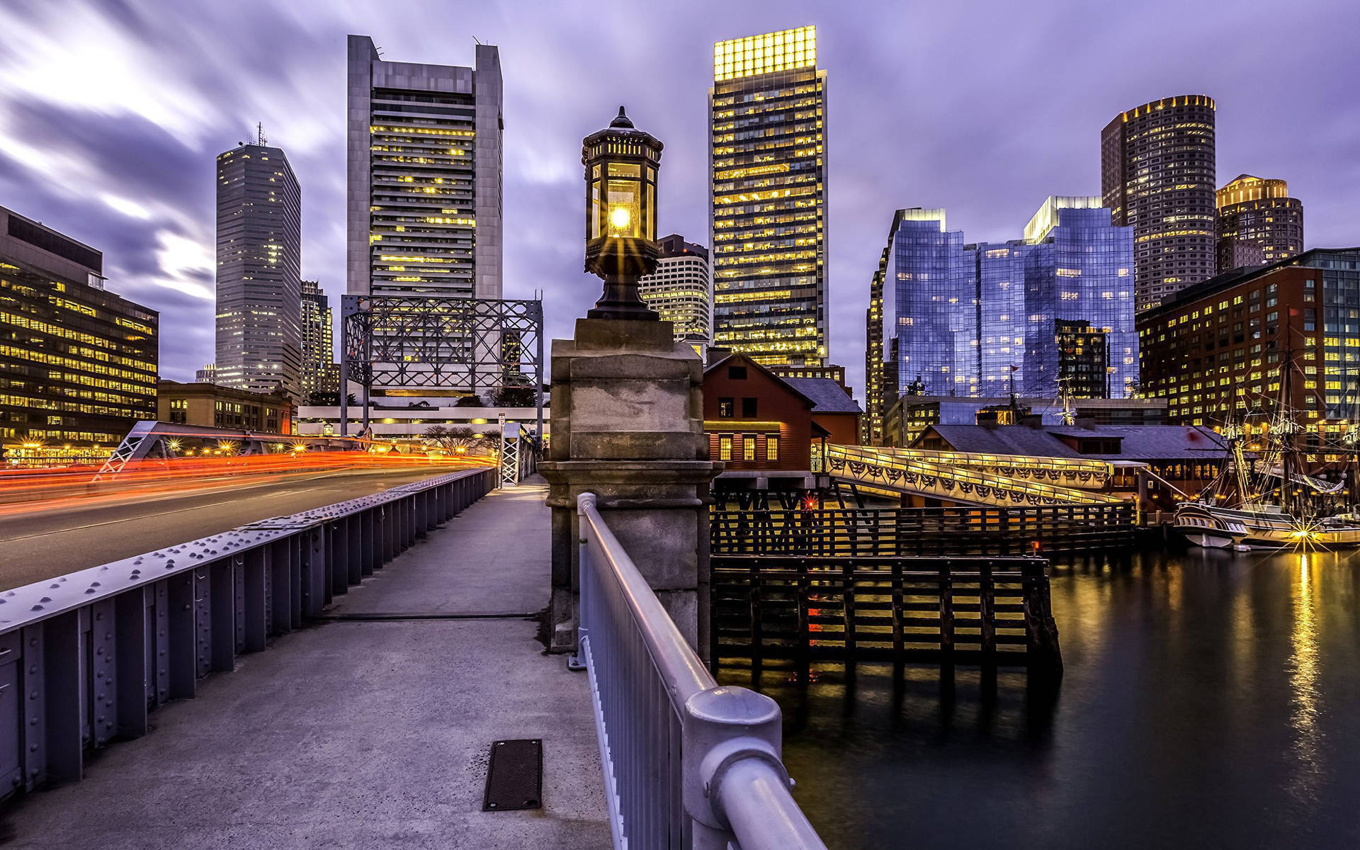Scenic View Of Streetlamp In Boston Background