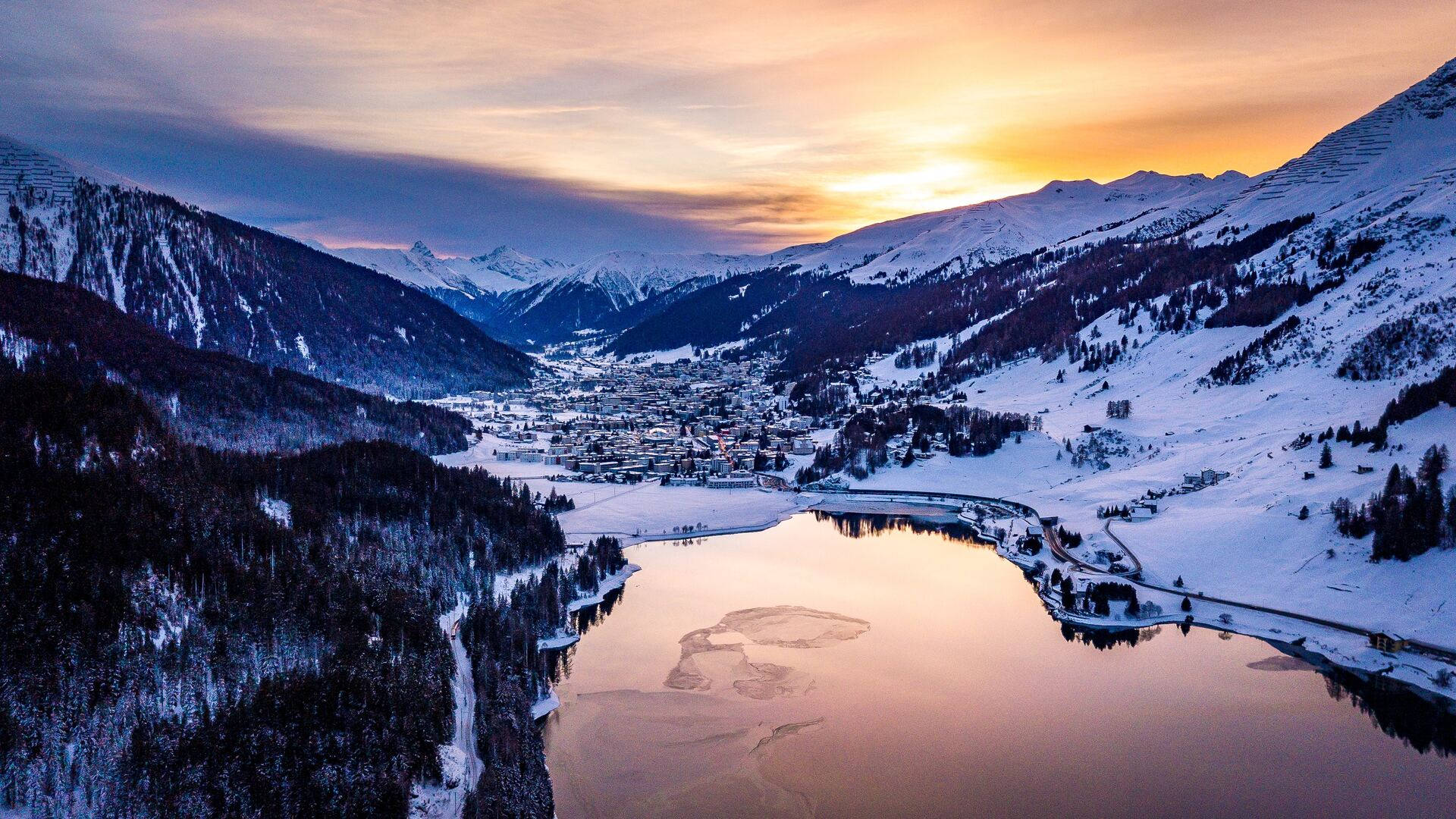 Scenic View Of Swiss Alps Village In Full Hd 1920x1080