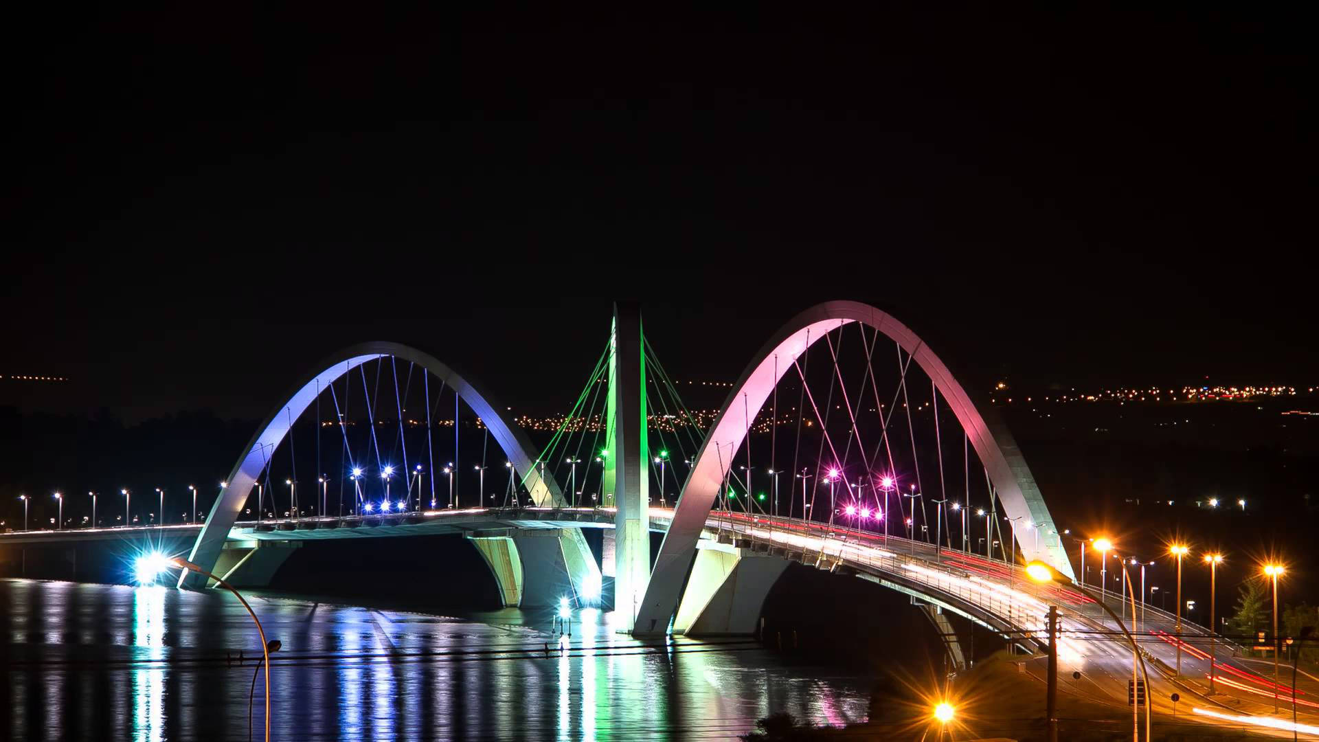 Scenic View Of The Iconic Juscelino Kubitschek Bridge In Brazil Background