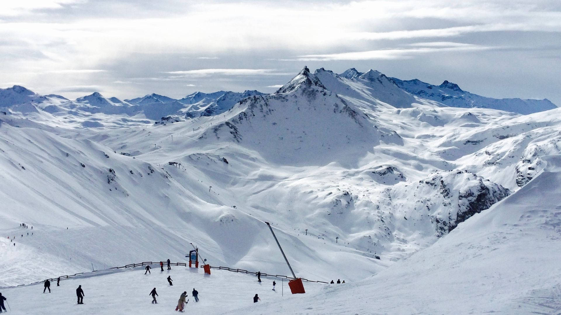 Scenic Winter Ski Slope At Park