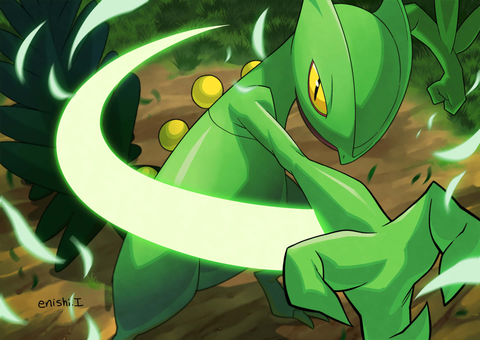 Sceptile Pokemon Forest Stance Background