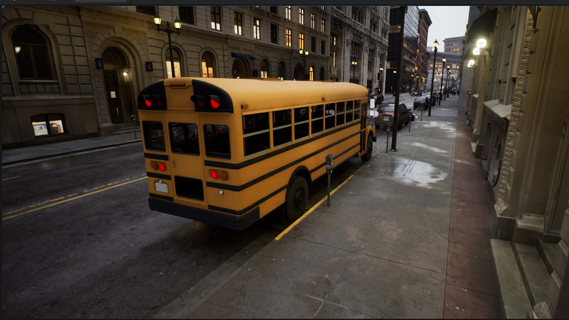 School Bus Parked At The Side