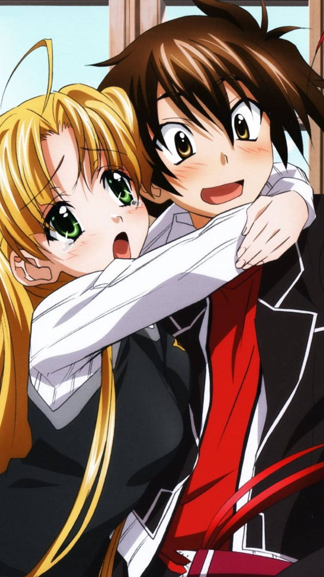 School Girl Anime Hug Background