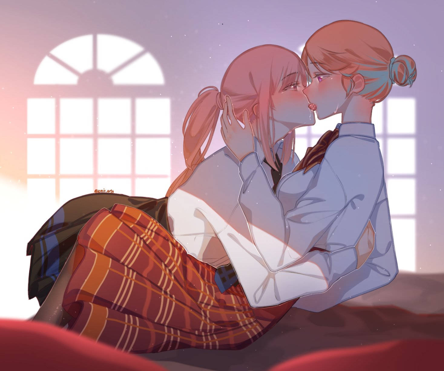 School Takamori Girls Kissing Art