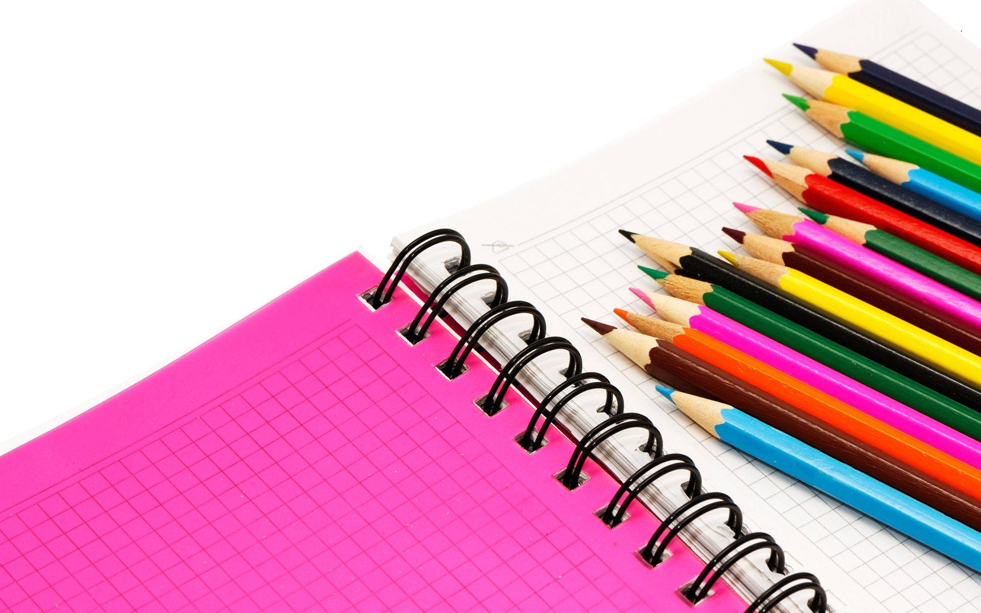 School Tools Colored Pencils-graph Notebook Background