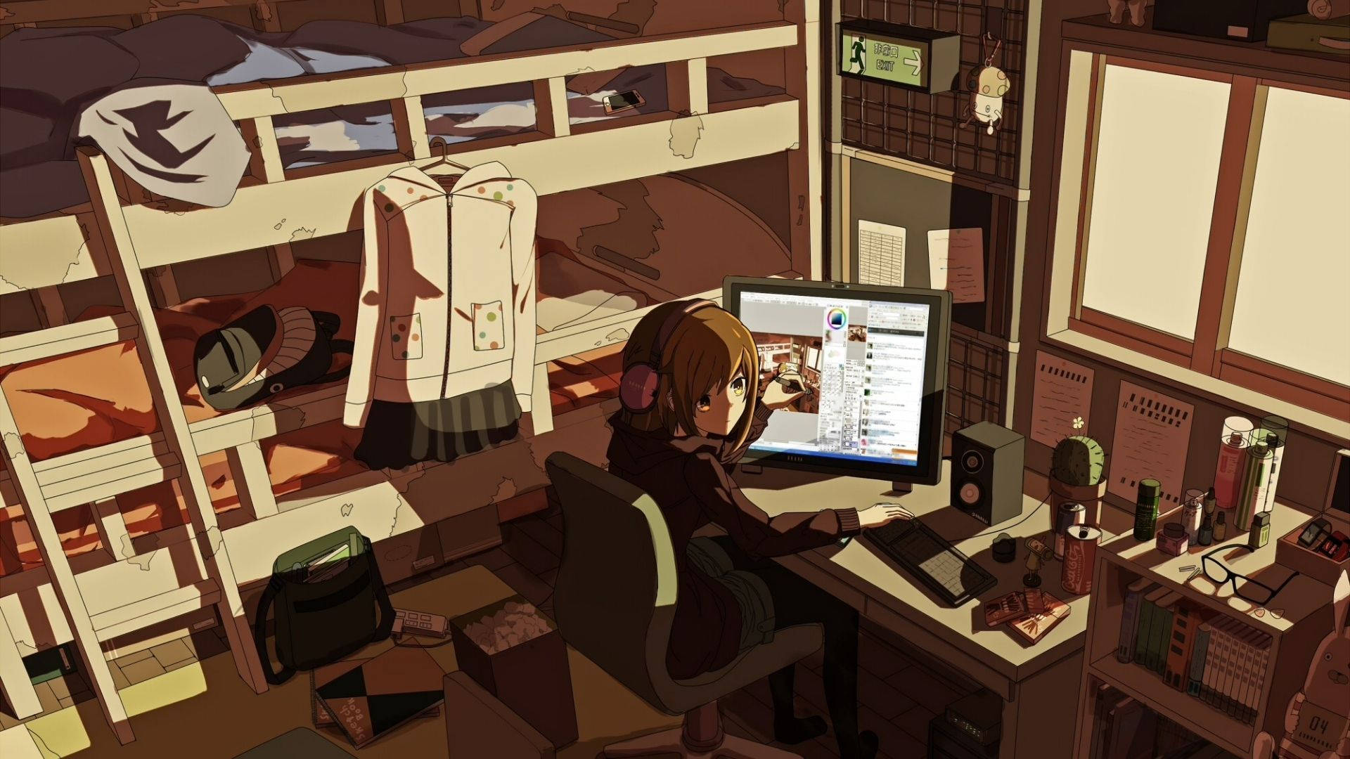 Schoolgirl Anime Room Background