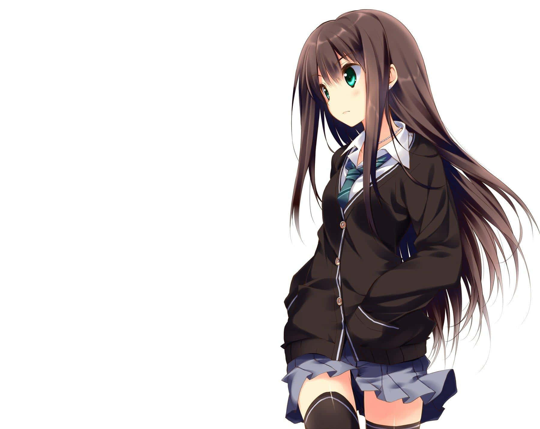 Schoolgirl Rin Shibuya Simple Anime Background