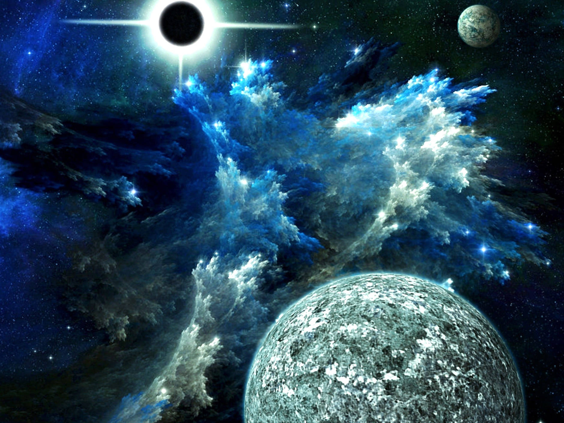 Sci-fi Art Blue Space Phone Background