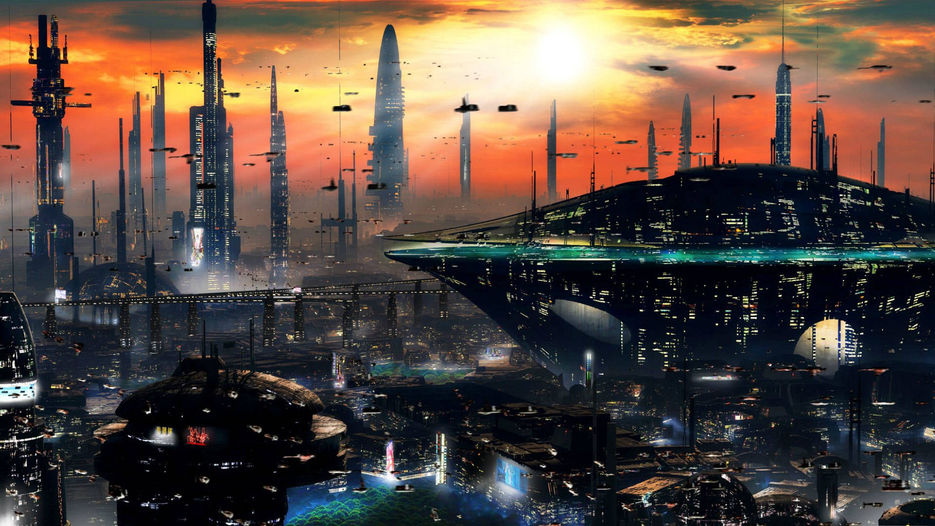 Sci Fi City Art Background