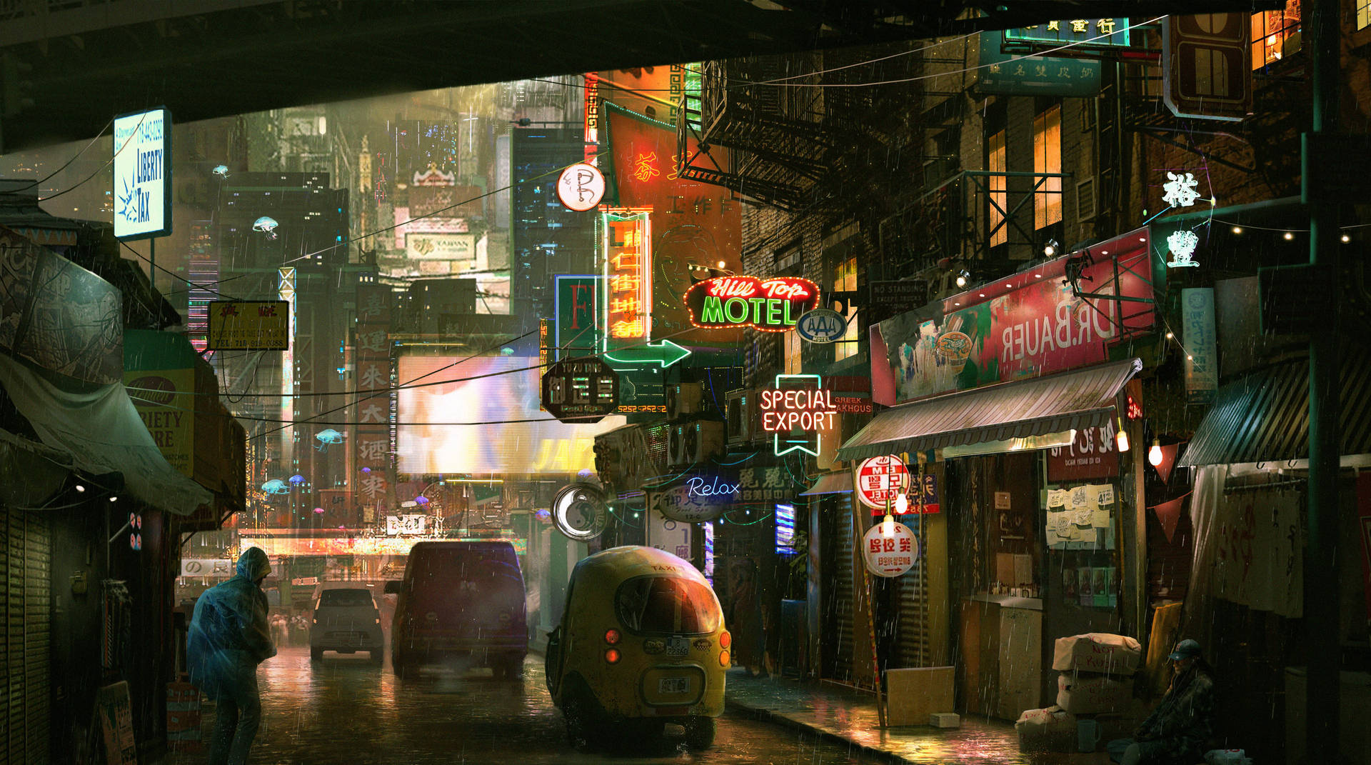 Sci-fi City From Cyberpunk Desktop Background