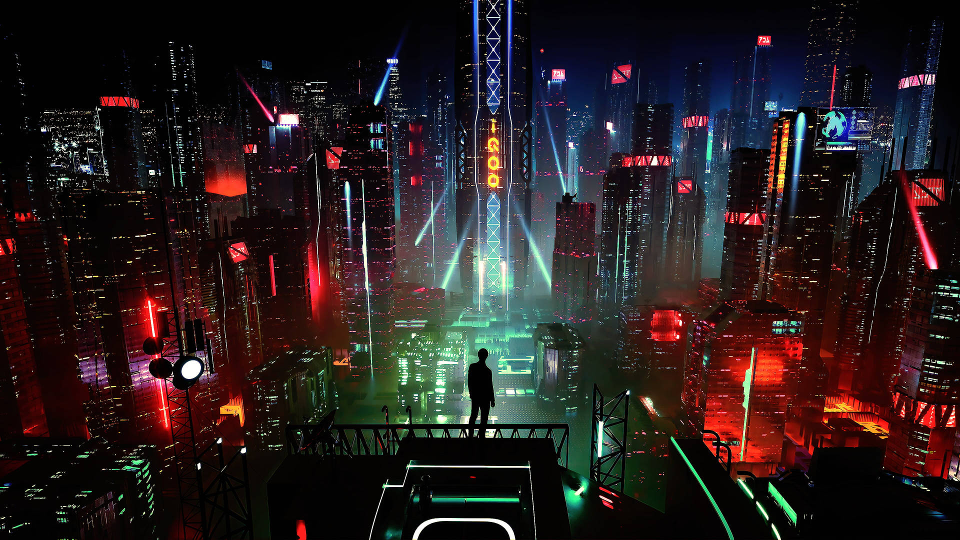 Sci-fi City Lights Background