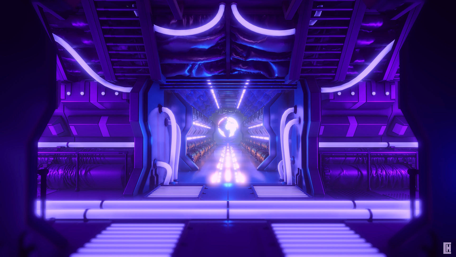 Sci Fi, Corridor, Tunnel, Spaceship, Station, Glow Background