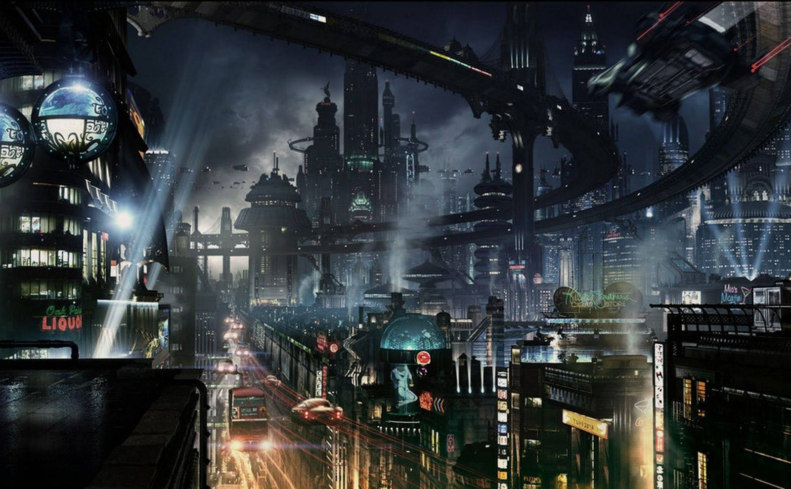Sci Fi Cyberpunk City Background